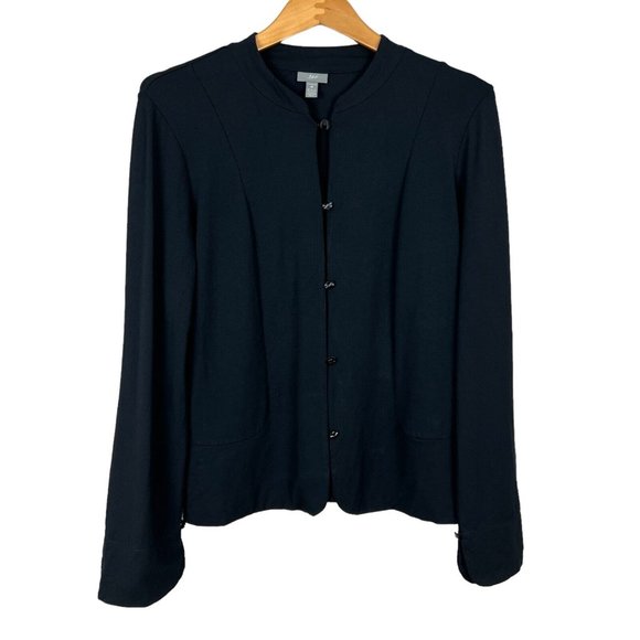 J Jill Cardigan Sweater Jacket Womens Medium Black Button Up Long Sleeve Stretch - Picture 1 of 11